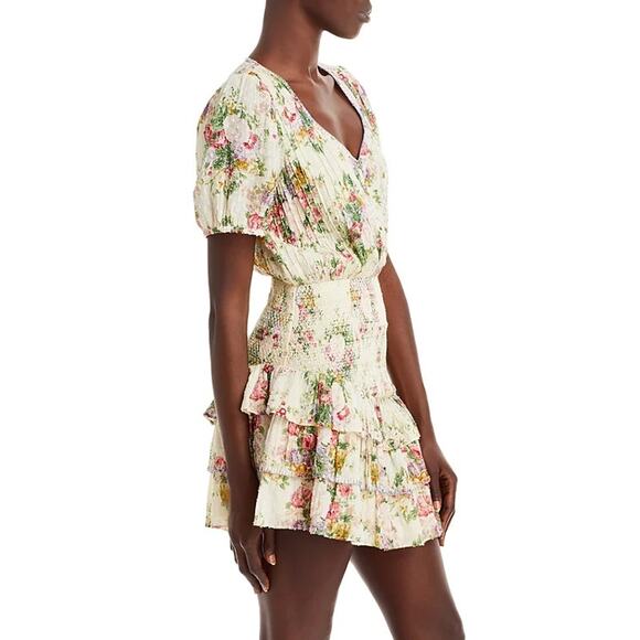 LoveShackFancy Keelin Mini Dress Shining Gemstone Floral Cotton Multi Size M NWT - Picture 3 of 11